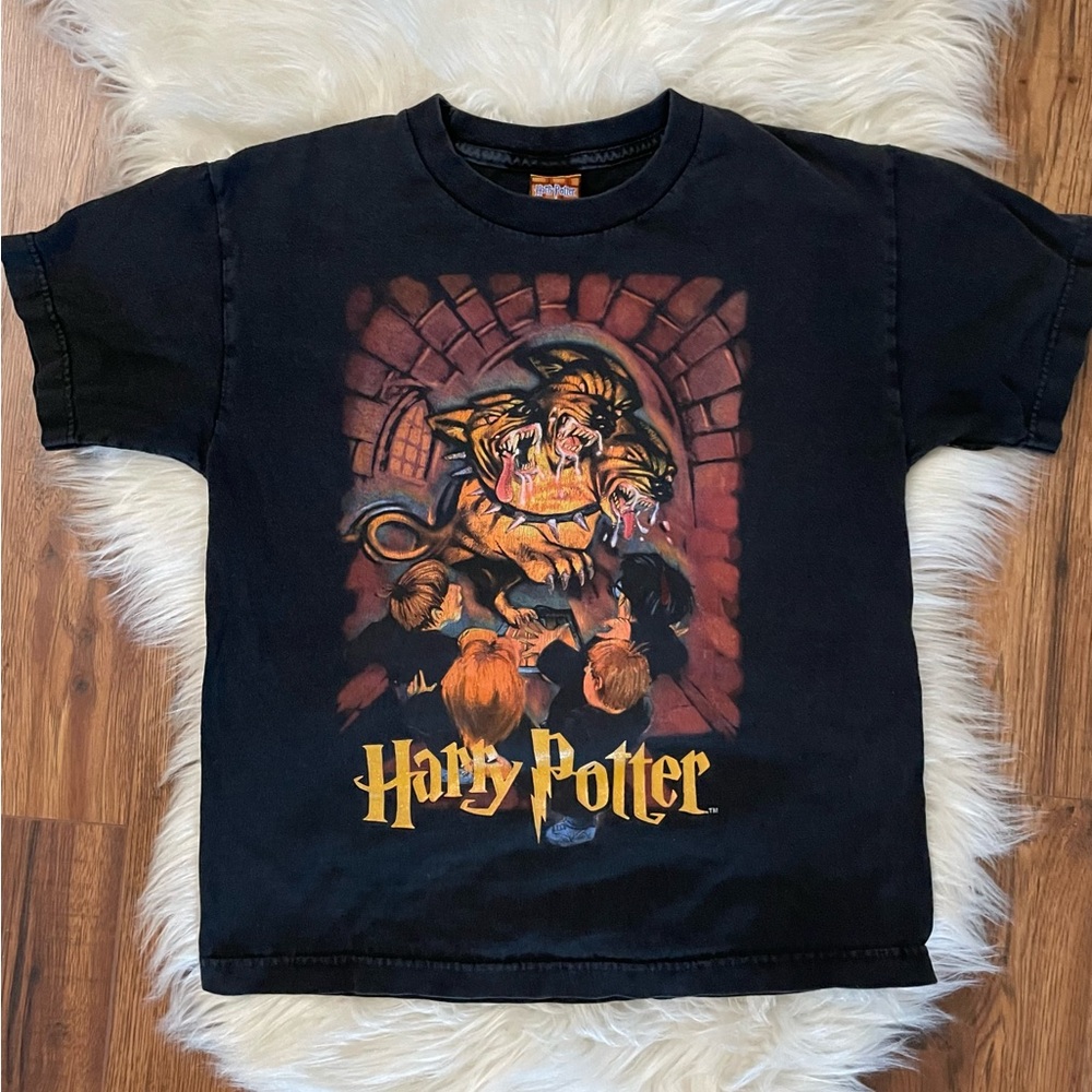 Vtg Harry Potter RARE Black Size Youth L 2000 TShirt Sorcerer's Stone Book Promo